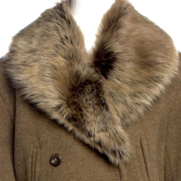 Ralph Lauren Olive Drab Wool Felt Double Breasted Shearling Collar Coat - Picture 5 of 14